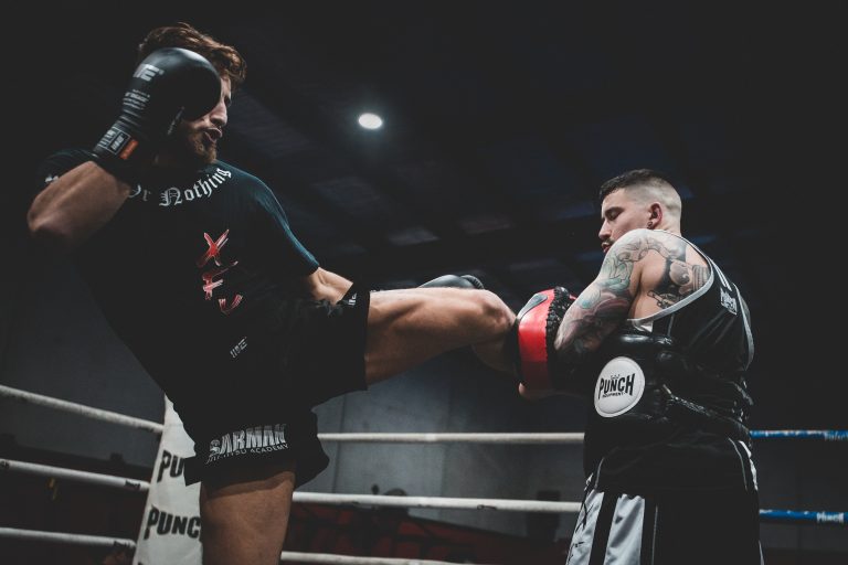 High-energy kickboxing class in progress High-energy kickboxing class in progress